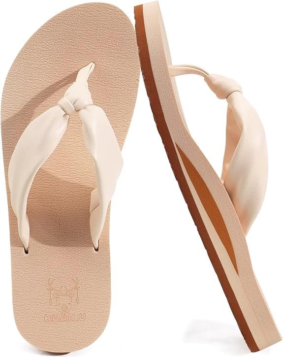 Women leather thong walking sandals