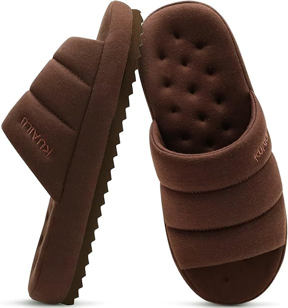 Men quilted rubber sole house shoes