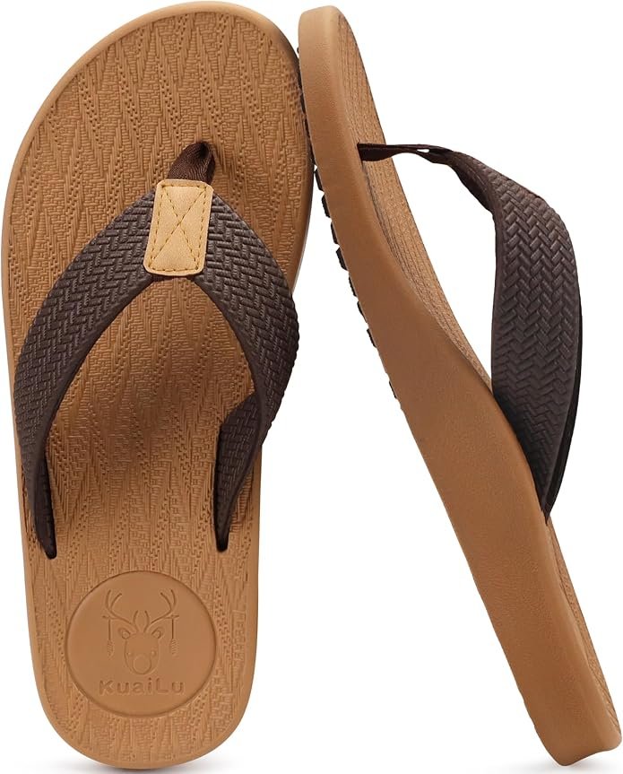 Men leather cushion thong sandals